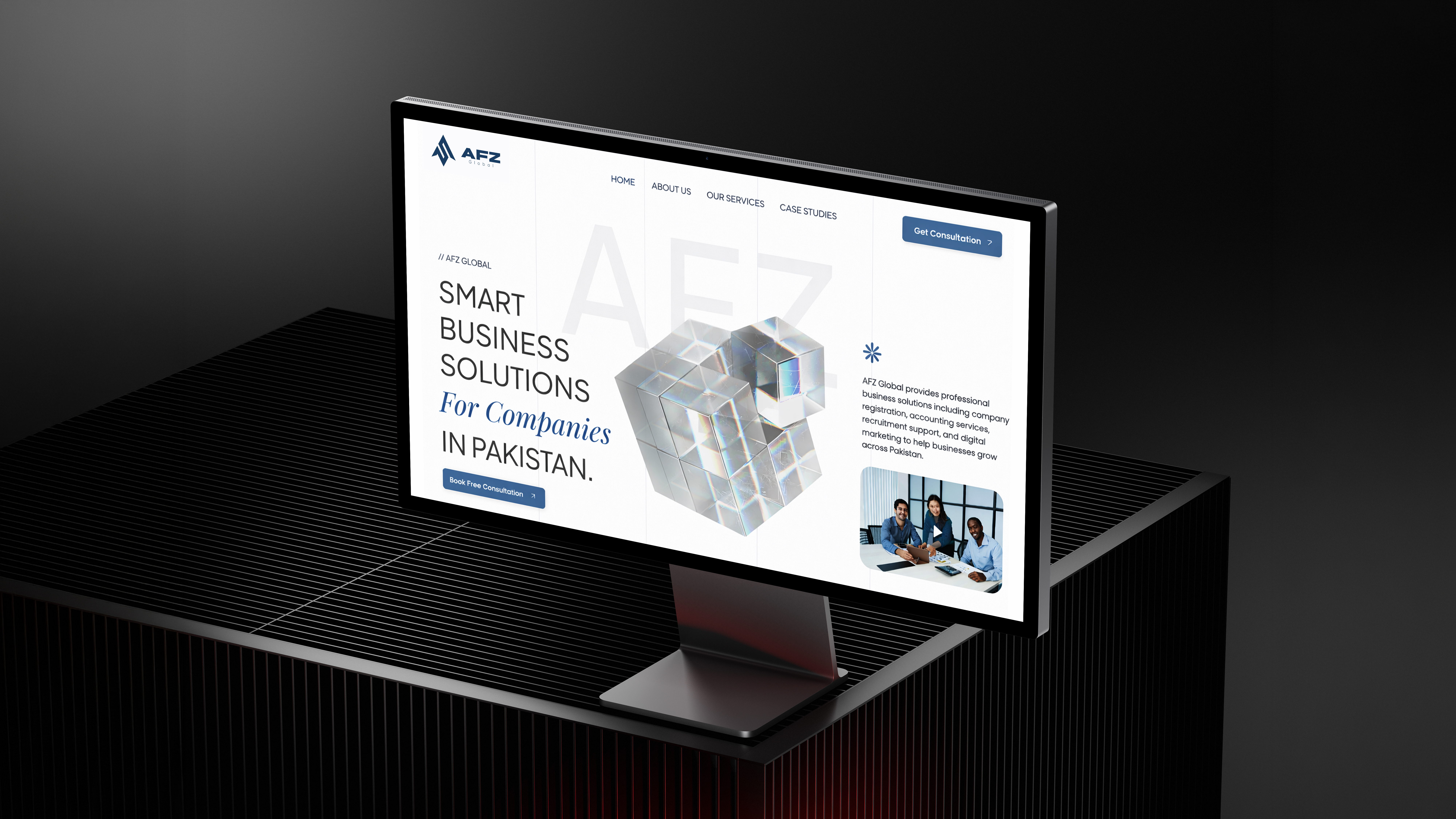 AFZ Global website on a monitor
